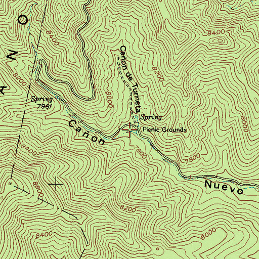 Topographic Map of Caon de Turieta, NM
