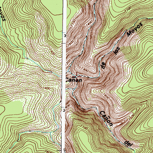 Topographic Map of Caon del Agua Azul, NM