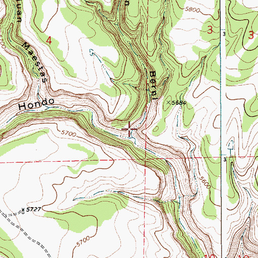 Topographic Map of Caon Bernl, NM
