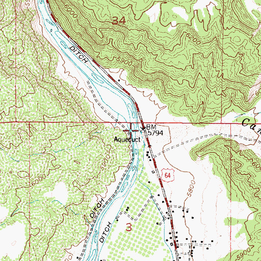 Topographic Map of Caon del Rio Grande, NM