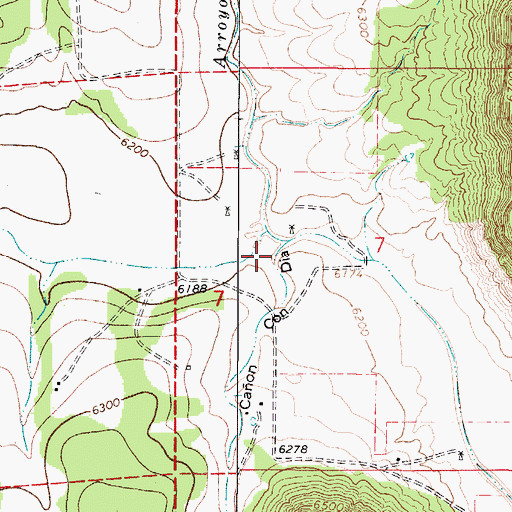Topographic Map of Caon Escondido, NM