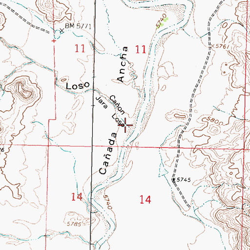 Topographic Map of Caon Jara Loso, NM
