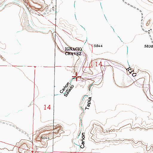 Topographic Map of Caon Salado, NM