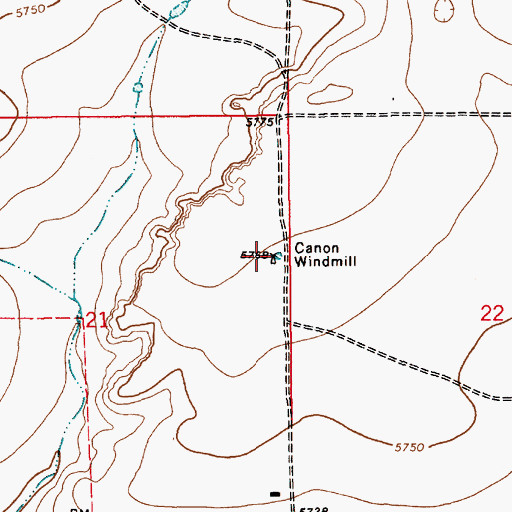 Topographic Map of Canon Windmill, NM