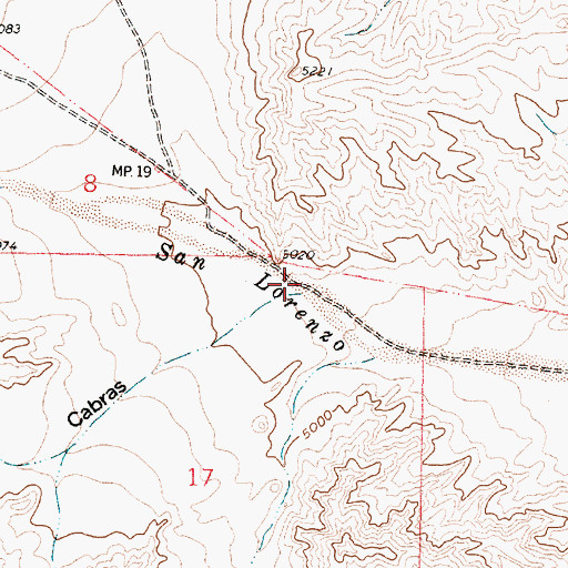 Topographic Map of Caoncito de la Cabras, NM