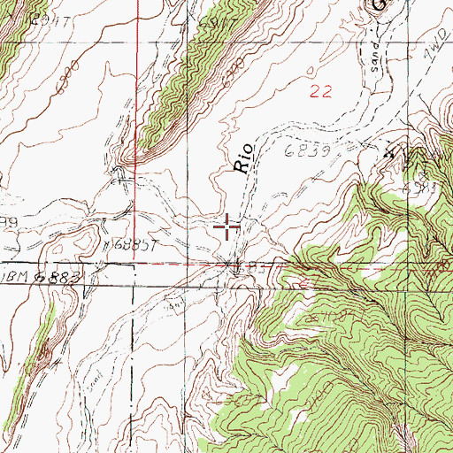Topographic Map of Caoncito de las Lleguas, NM