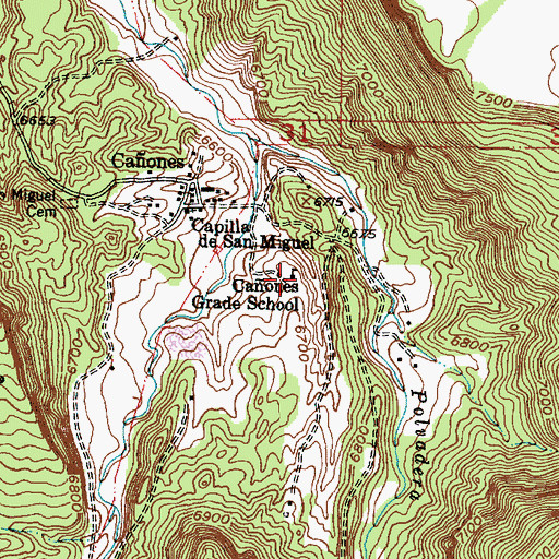 Topographic Map of Caones Grade School, NM