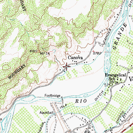 Topographic Map of Canova, NM