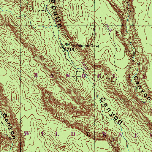 Topographic Map of Capulin Canyon Trail, NM