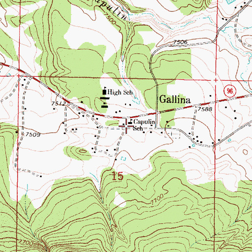 Topographic Map of Capulin School, NM
