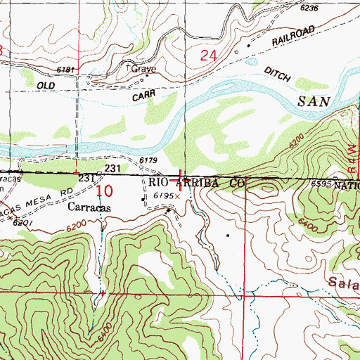 Topographic Map of Carracas Canyon, NM