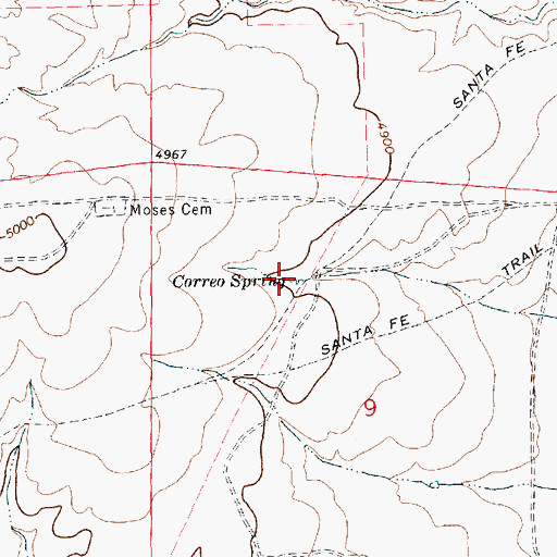 Topographic Map of Correo Spring, NM