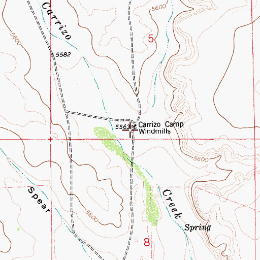 Topographic Map of Carrizo Camp Windmills, NM