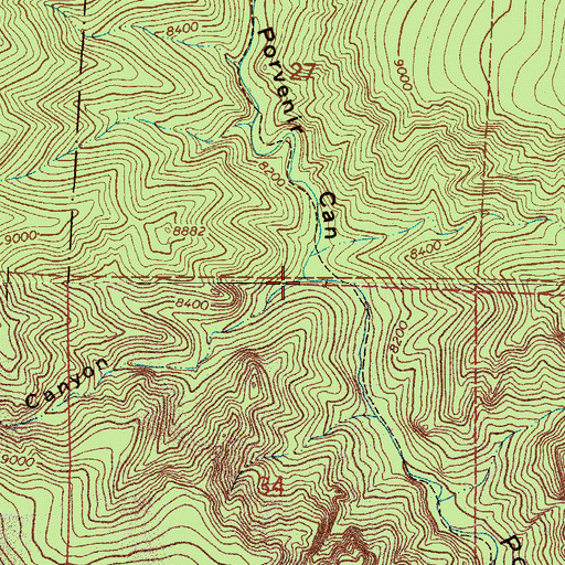 Topographic Map of Cascade Canyon, NM