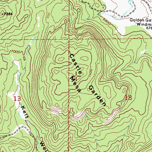 Topographic Map of Castle Garden Mesa, NM