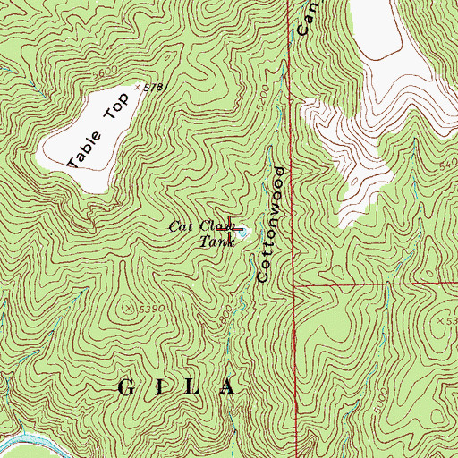 Topographic Map of Cat Claw Tank, NM