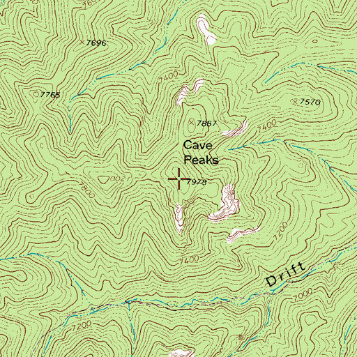 Topographic Map of Cave Peaks, NM
