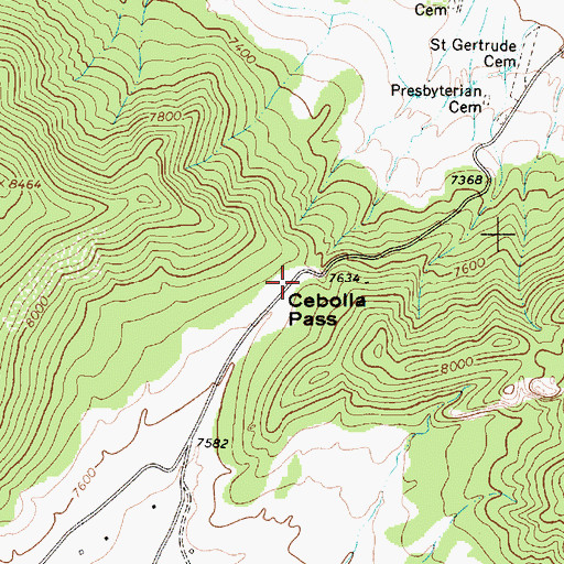 Topographic Map of Cebolla Pass, NM