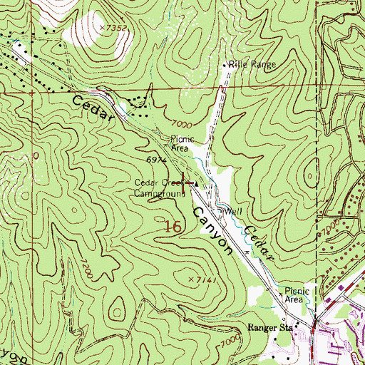 Topographic Map of Cedar Creek Campground, NM