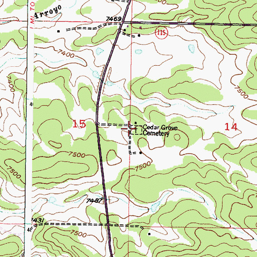 Topographic Map of Cedar Grove Cemetery, NM