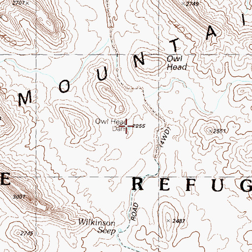 Topographic Map of Owl Head Dam, AZ