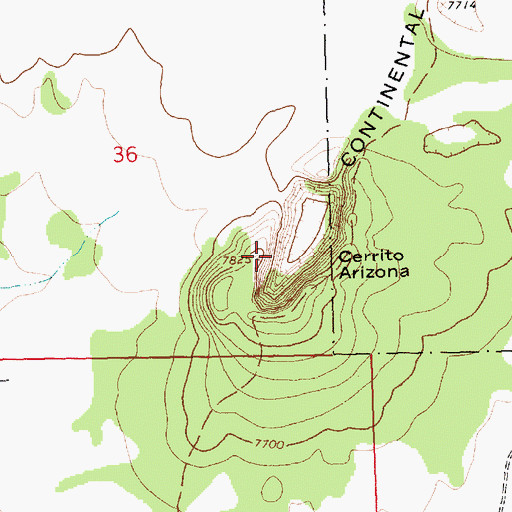 Topographic Map of Cerrito Arizona, NM