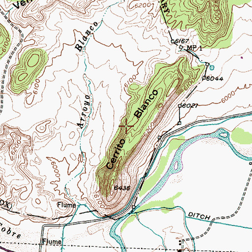 Topographic Map of Cerrito Blanco, NM
