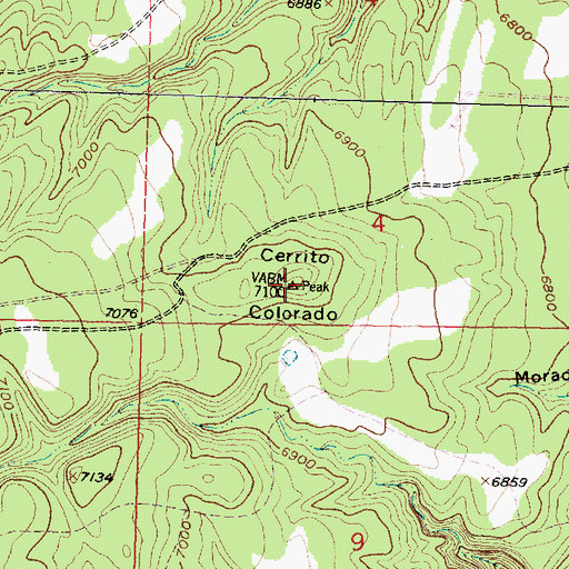 Topographic Map of Cerrito Colorado, NM