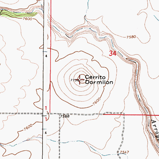 Topographic Map of Cerrito Dormilon, NM
