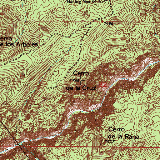 Topographic Map of Cerro de la Cruz, NM