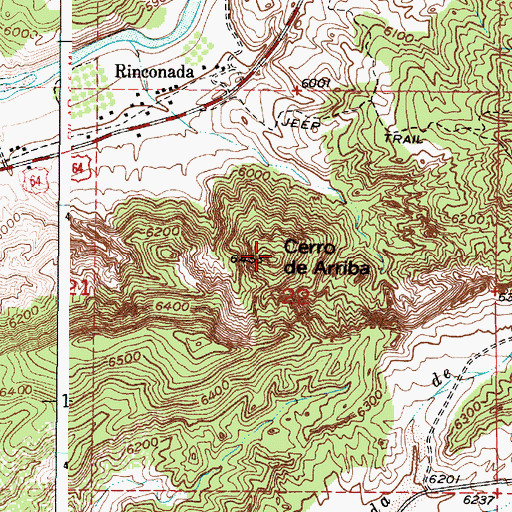 Topographic Map of Cerro de Arriba, NM
