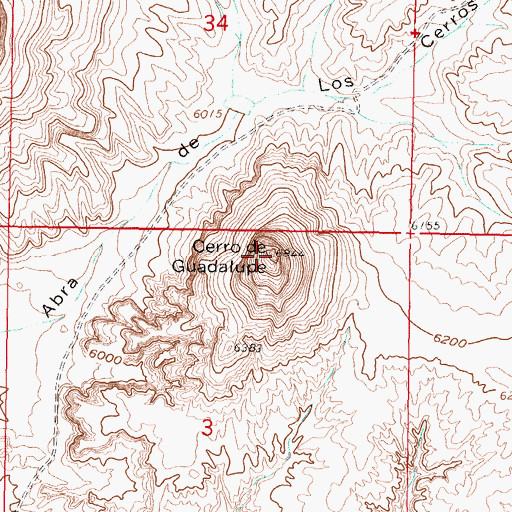 Topographic Map of Cerro de Guadalupe, NM