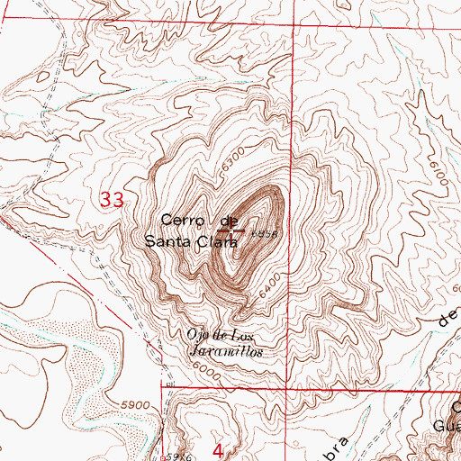 Topographic Map of Cerro de Santa Clara, NM