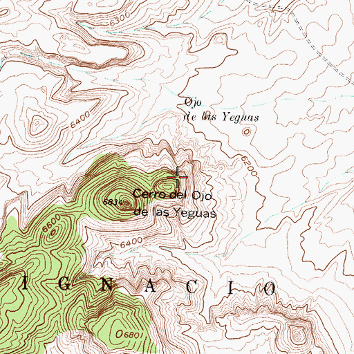 Topographic Map of Cerro del Ojo de las Yeguas, NM