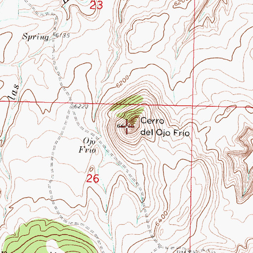 Topographic Map of Cerro del Ojo Frio, NM