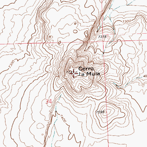 Topographic Map of Cerro la Mula, NM