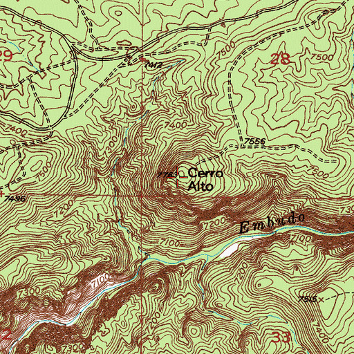 Topographic Map of Cerro Alto, NM