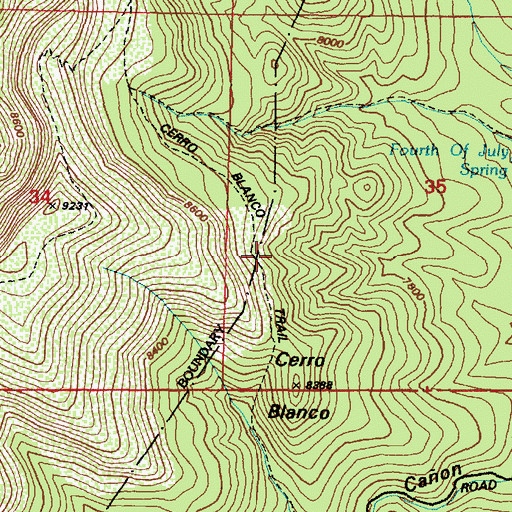 Topographic Map of Cerro Blanco Trail, NM