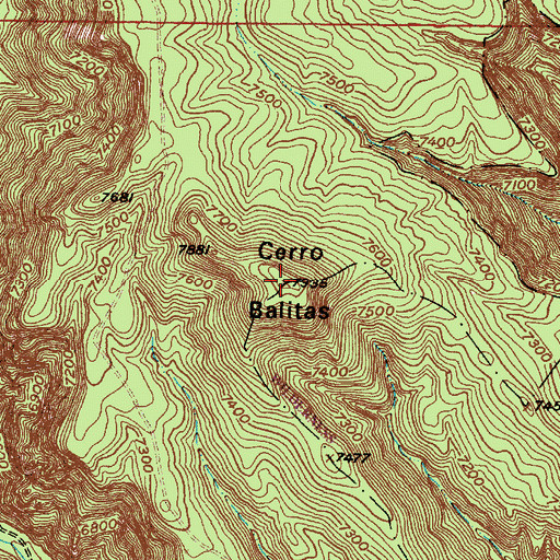 Topographic Map of Cerro Balitas, NM