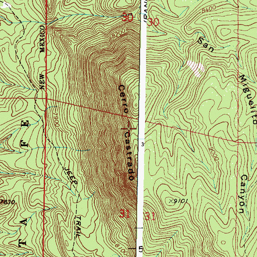 Topographic Map of Cerro Castrado, NM