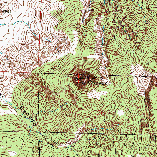 Topographic Map of Cerro Chavez, NM