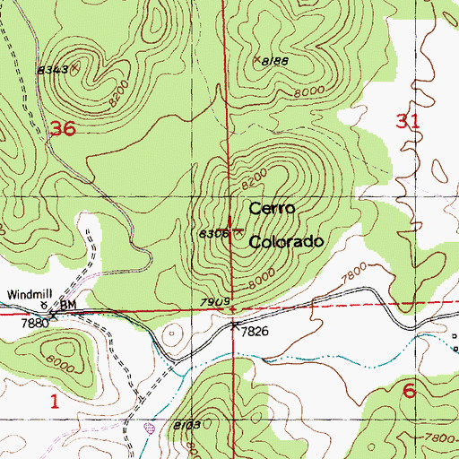 Topographic Map of Cerro Colorado, NM