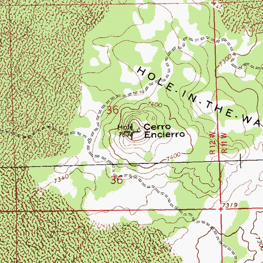 Topographic Map of Cerro Encierro, NM