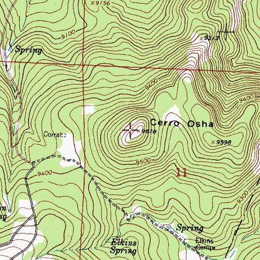 Topographic Map of Cerro Osha, NM