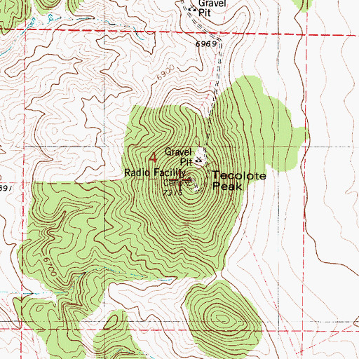 Topographic Map of Tecolote Peak, NM