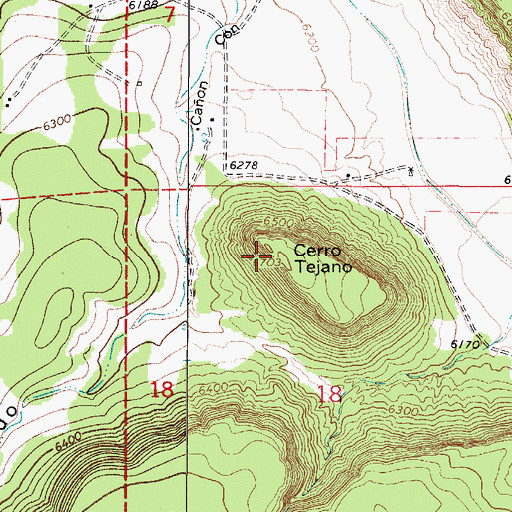 Topographic Map of Cerro Tejano, NM