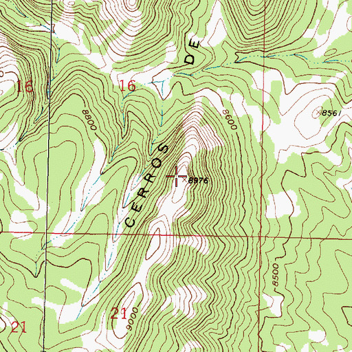 Topographic Map of Cerros de Guadalupe, NM