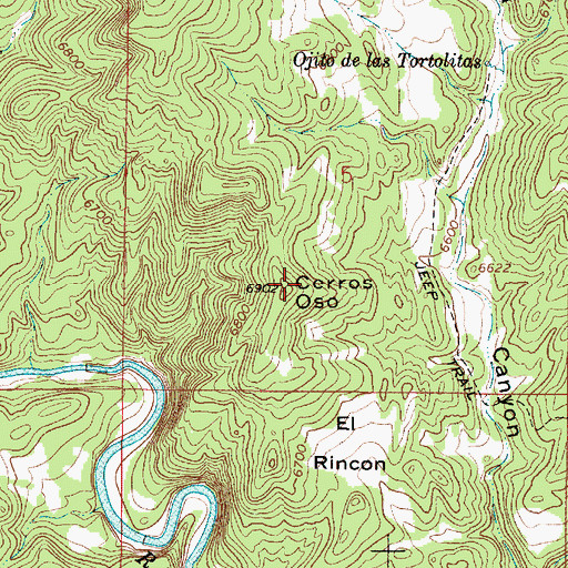 Topographic Map of Cerros Oso, NM