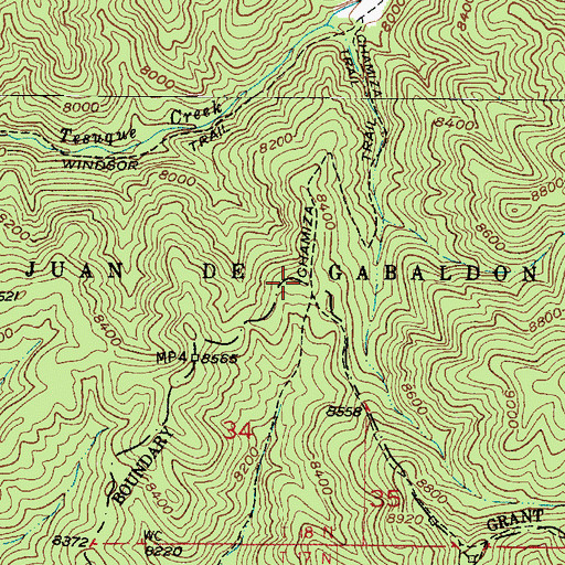 Topographic Map of Chamiza Trail, NM