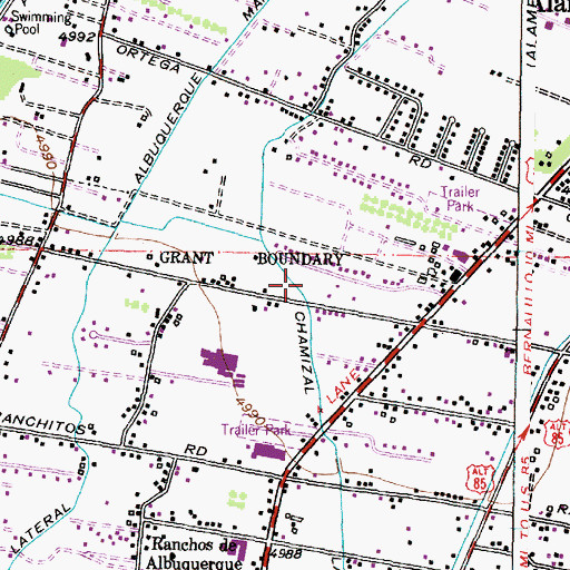 Topographic Map of Chamizal Lateral, NM
